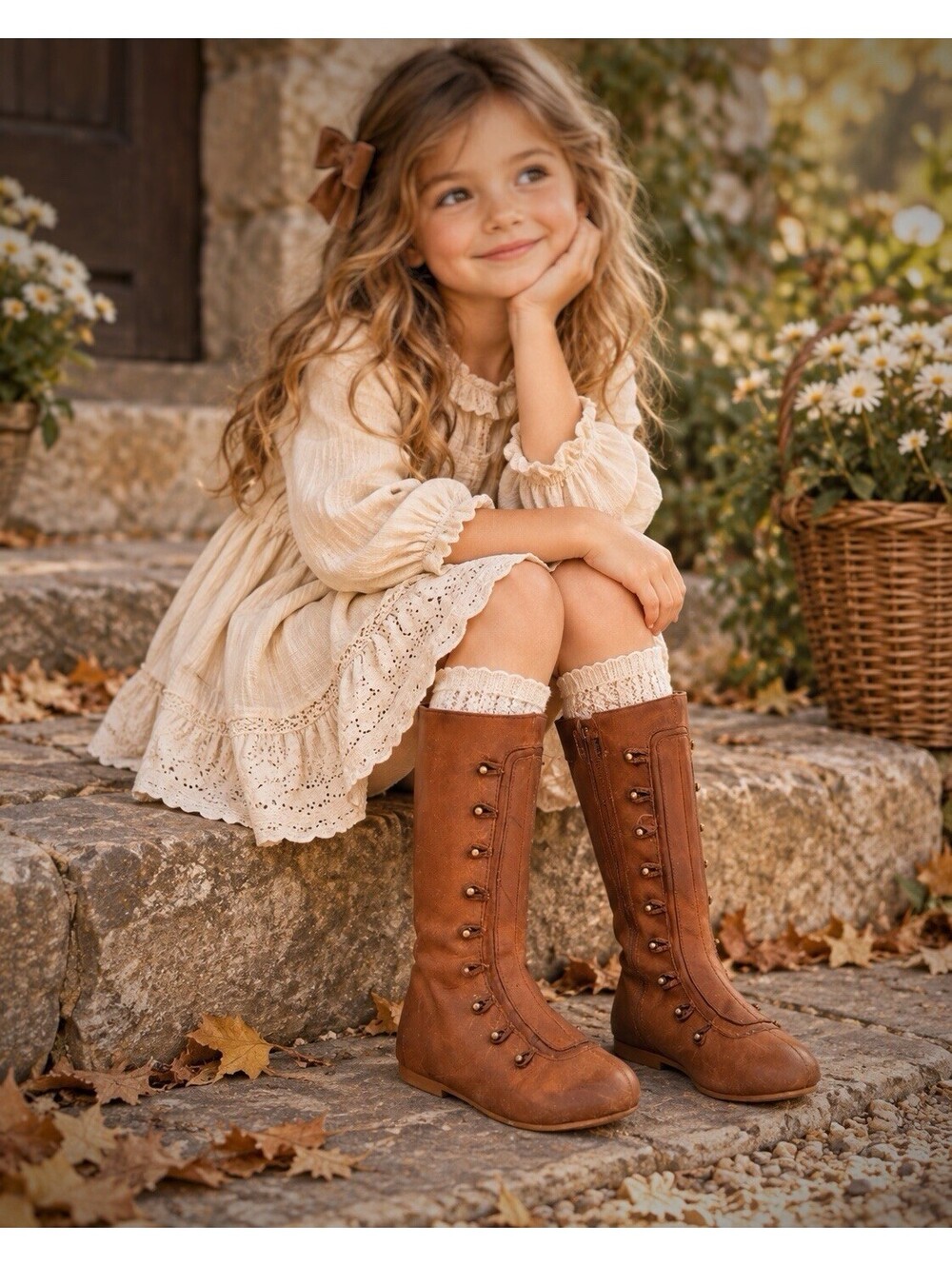 Joyfolie Emelyn Sable Leather Victorian Button Boots Girls Size 8 Steampunk